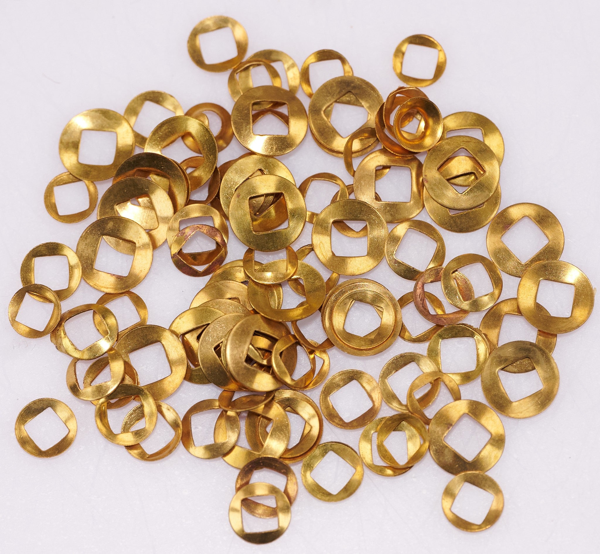 100 Brass Washers Wall Clocks Square Hole Clockmakers Movements Parts Repairs